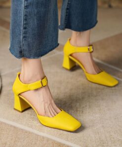 CHIKO Kelcee Square Toe Block Heels Pumps Shoes