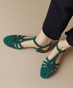 CHIKO Keshawna Round Toe Block Heels T-Strap Shoes