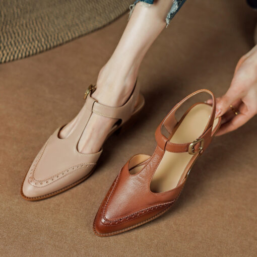 Buy CHIKO Kimora Pointy Toe Block Heels T-Strap Shoes online shopping cheap