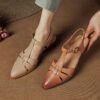 Buy CHIKO Kineisha Pointy Toe Block Heels T-Strap Shoes online shopping cheap