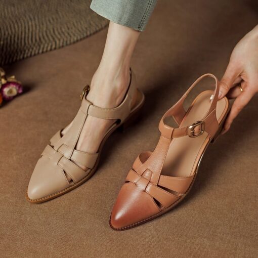 Buy CHIKO Kineisha Pointy Toe Block Heels T-Strap Shoes online shopping cheap