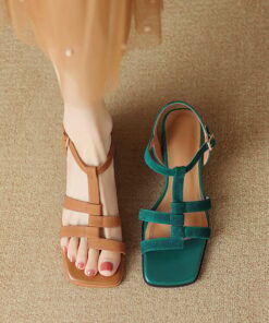 CHIKO Lakresha Open Toe Block Heels T-Strap Shoes