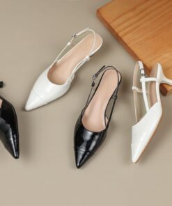 CHIKO Laporsha Pointy Toe Kitten Heels Slingback Shoes