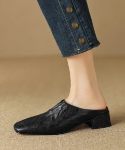 CHIKO Latashia Square Toe Block Heels Clogs/Mules Shoes