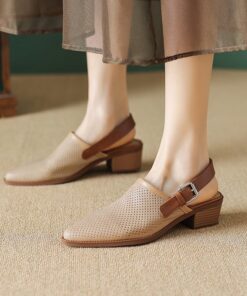 CHIKO Layce Pointy Toe Block Heels Slingback Shoes