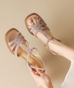 CHIKO Lekeisha Open Toe Block Heels T-Strap Shoes