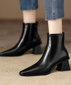CHIKO Liliana Square Toe Block Heels Ankle Boots