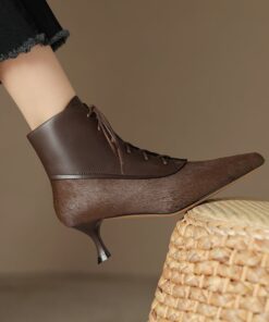 CHIKO Lillian Pointy Toe Kitten Heels Ankle Boots