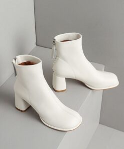 CHIKO Lola Square Toe Block Heels Ankle Boots