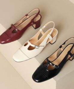 CHIKO Lorin Square Toe Block Heels Slingback Shoes