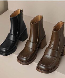 CHIKO Luisina Square Toe Block Heels Ankle Boots