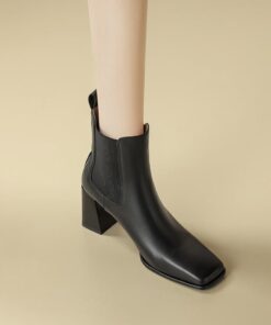 CHIKO Luna Square Toe Block Heels Ankle Boots