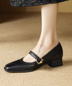 CHIKO Lynsey Square Toe Block Heels Mary Jane Shoes