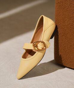 CHIKO Lynsie Pointy Toe Block Heels Mary Jane Flats