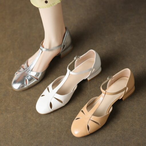 Buy CHIKO Mahalia Round Toe Block Heels T-Strap Shoes online shopping cheap