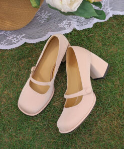 CHIKO Majorie Square Toe Block Heels Mary Jane Shoes