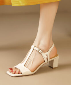 CHIKO Makaela Open Toe Block Heels T-Strap Shoes