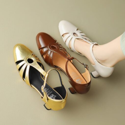 Buy CHIKO Makaila Round Toe Chunky Heels T-Strap Shoes online shopping cheap