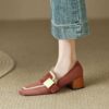 CHIKO Malaika Square Toe Block Heels Loafers Shoes