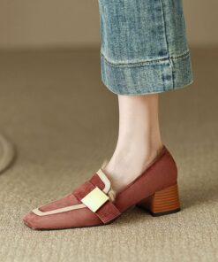 CHIKO Malaika Square Toe Block Heels Loafers Shoes