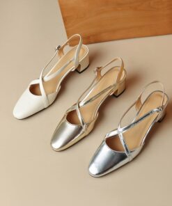 CHIKO Mamie Square Toe Block Heels Slingback Shoes