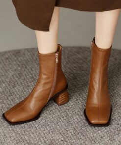 CHIKO Mariona Square Toe Block Heels Ankle Boots