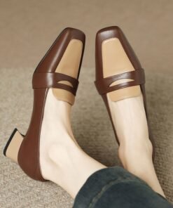 CHIKO Meriah Square Toe Block Heels Loafers Shoes