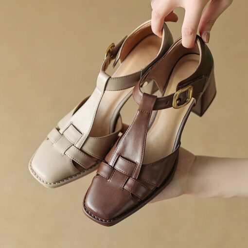 Buy CHIKO Mikhaila Square Toe Block Heels T-Strap Shoes online shopping cheap