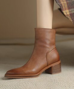 CHIKO Mila Pointy Toe Block Heels Ankle Boots