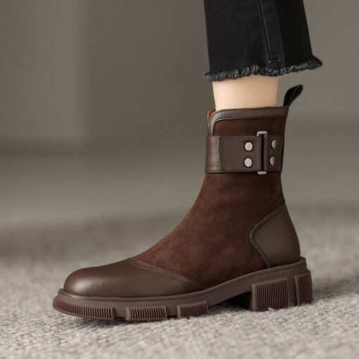 Buy CHIKO Mirana Round Toe Block Heels Ankle Boots online shopping cheap