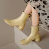 Buy CHIKO Misericordia Square Toe Block Heels Ankle Boots online shopping cheap