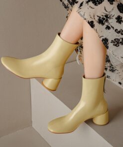 CHIKO Misericordia Square Toe Block Heels Ankle Boots