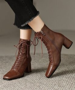 CHIKO Morganda Square Toe Block Heels Ankle Boots