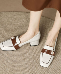 CHIKO Morowa Square Toe Block Heels Loafers Shoes