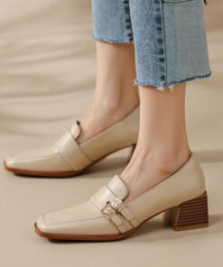 CHIKO Myka Square Toe Block Heels Loafers Shoes