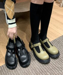 CHIKO Nashota Round Toe Block Heels T-Strap Shoes