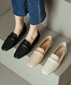 CHIKO Nelia Square Toe Block Heels Loafers Shoes