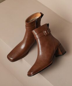 CHIKO Nevaeh Square Toe Block Heels Ankle Boots