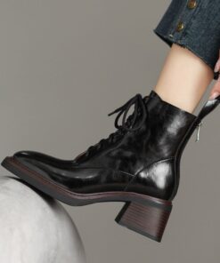 CHIKO Nicolasa Square Toe Block Heels Ankle Boots