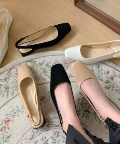 CHIKO Niranjana Square Toe Block Heels Slingback Shoes