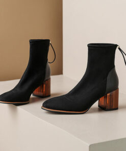 CHIKO Nunila Round Toe Block Heels Ankle Boots