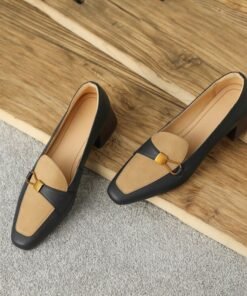 CHIKO Nuru Square Toe Block Heels Loafers Shoes