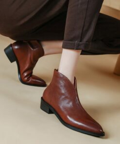 CHIKO Paisley Pointy Toe Block Heels Ankle Boots