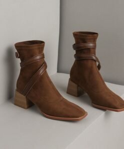 CHIKO Palmeira Square Toe Block Heels Ankle Boots