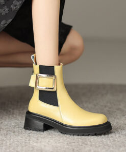 CHIKO Pancha Round Toe Block Heels Ankle Boots