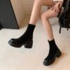 Buy CHIKO Panya Round Toe Block Heels Ankle Boots online shopping cheap