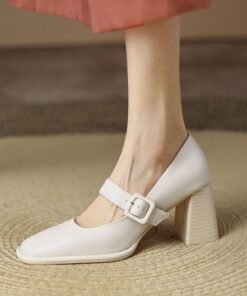 CHIKO Paramita Square Toe Block Heels Mary Jane Shoes