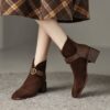 Buy CHIKO Parmenias Square Toe Block Heels Ankle Boots online shopping cheap