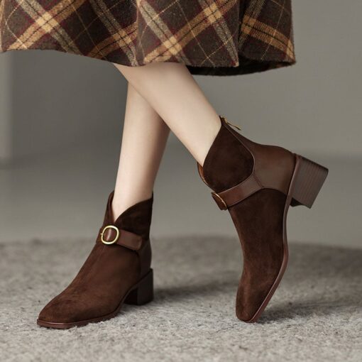 Buy CHIKO Parmenias Square Toe Block Heels Ankle Boots online shopping cheap