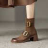 Buy CHIKO Patia Round Toe Block Heels Ankle Boots online shopping cheap